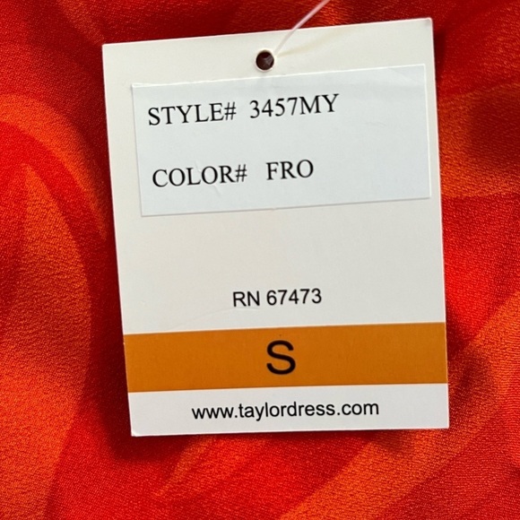 NWT Taylor Sleeveless Shoulder Tie Orange Swirl Design MIDI Dress Size Small - Picture 7 of 12